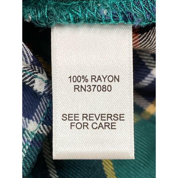 C Est 1946 Shirt Womens Large Green Plaid Button Up Long Sleeve Collar - Picture 7 of 9